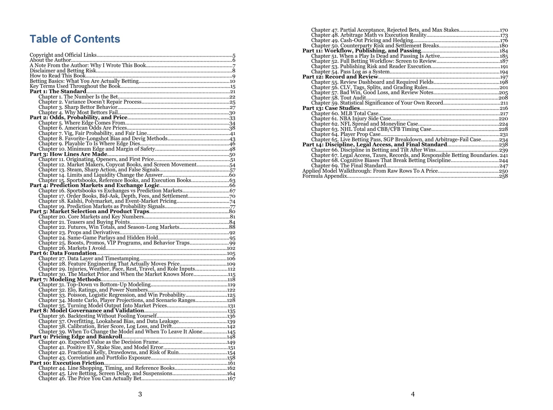 Table of contents from The Sharp Betting Playbook
