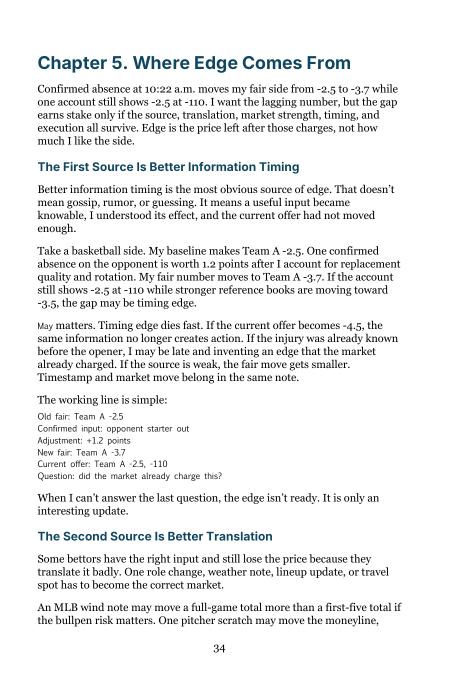 Opening page from Chapter 5 of The Sharp Betting Playbook
